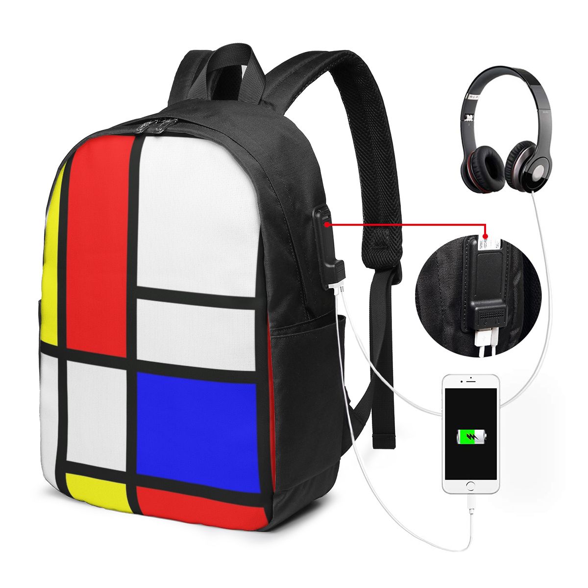 Laptop Bag - حقيبة ظهر من Piet Mondrian Composition،