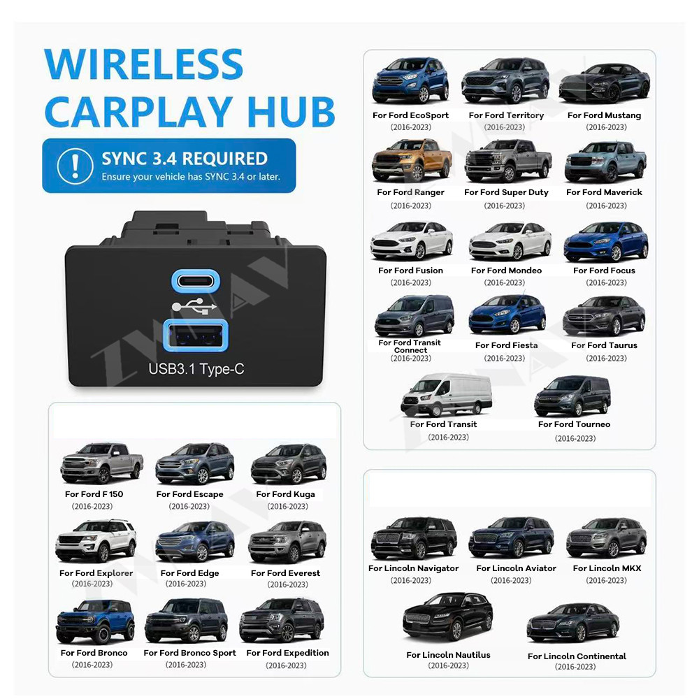 Usb C Hub - محول CarPlay وAndroid Auto اللاسلكي لسيارات