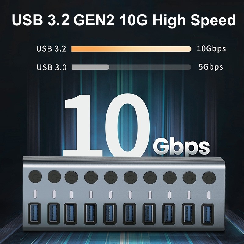 موزع USB 3.0 بـ 10 منافذ، موسع - مراجعة Usb Hub وسعره